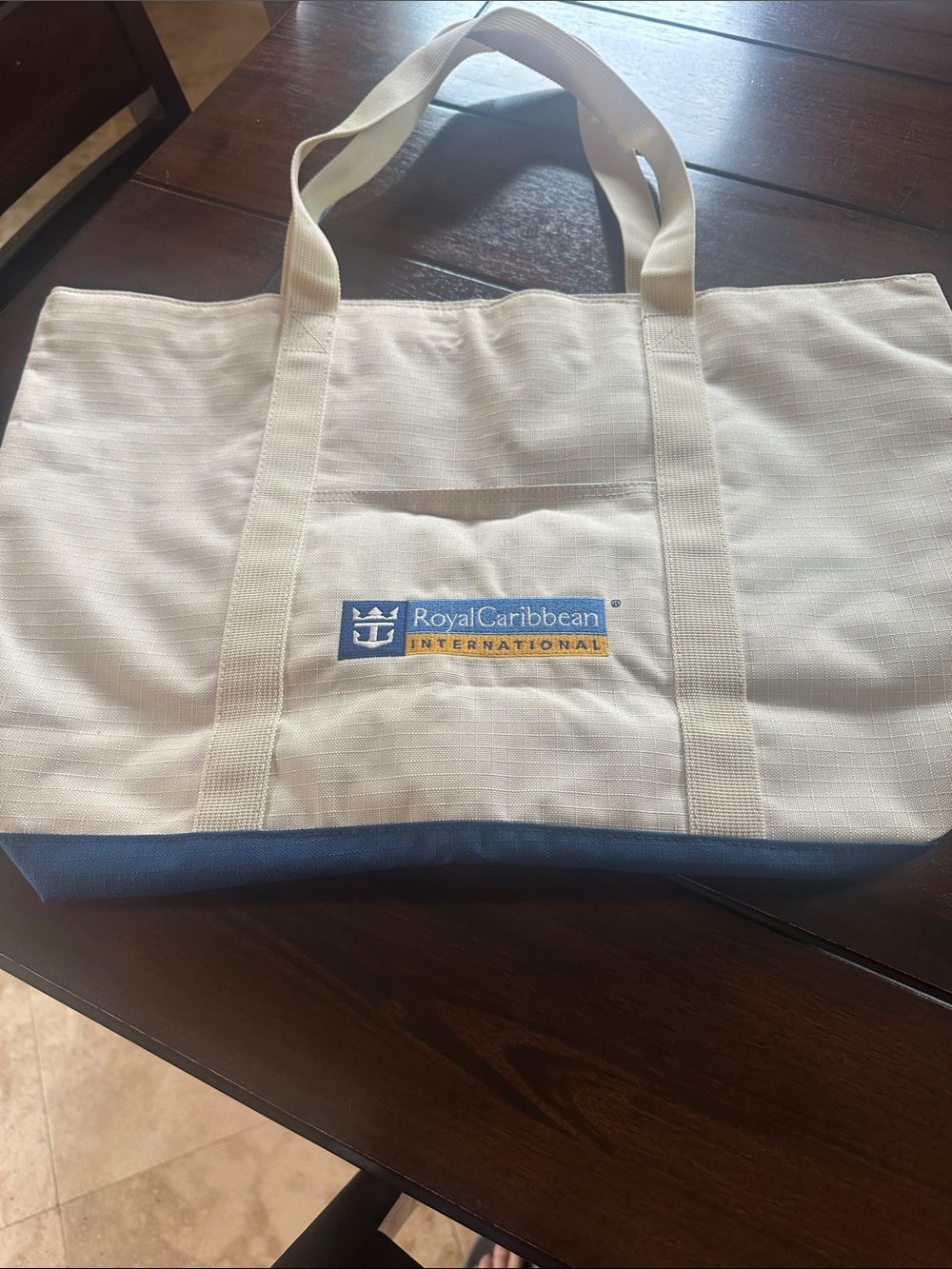 Royal Caribbean Canvas Tote Bag in Cream and Blue